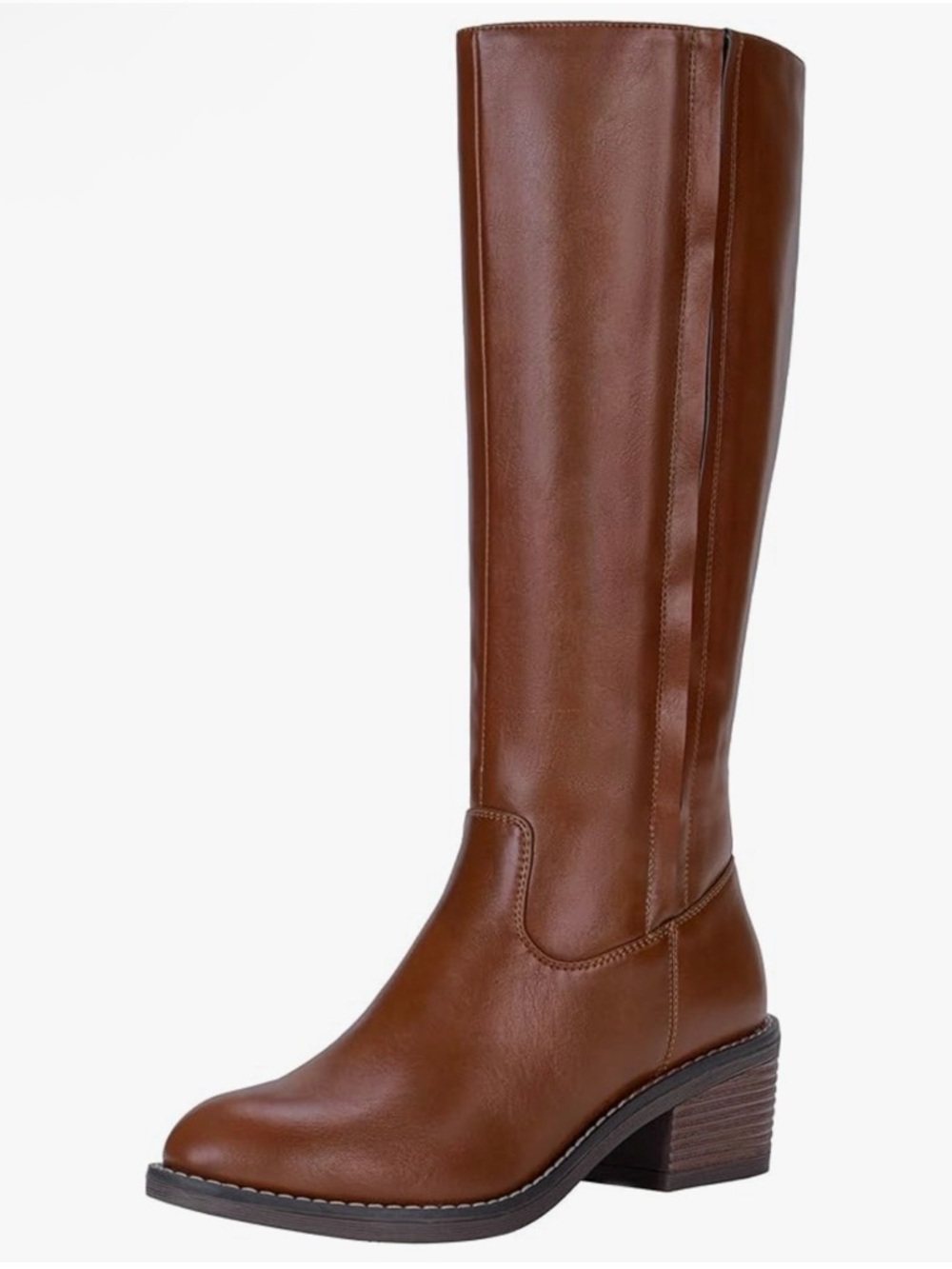 Jeossy Women's 9661 Knee High Tall Boot Mocha Brown Low Heel Round Toe 6 NWT